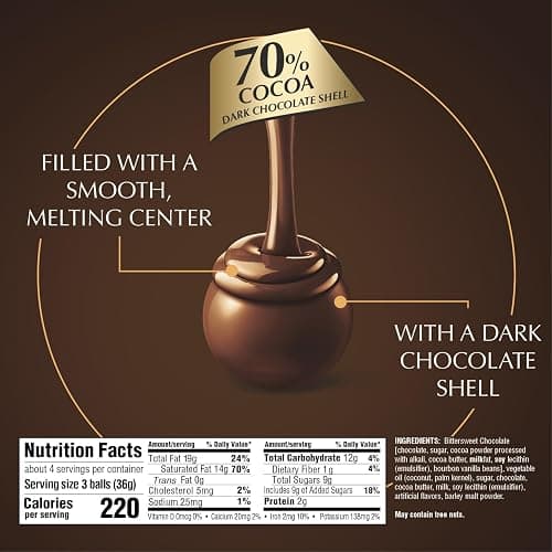 Lindt LINDOR 70% Extra Dark Chocolate Truffles, Dark Chocolate Candy with Smooth, Melting Truffle Center, Great for Gift Giving, 5.1 oz. Bag (6 Pack) thumbnail 2