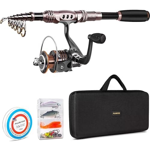 PLUSINNO Fishing Rod and Reel Combos Carbon Fiber Telescopic Fishing Pole with Reel Combo Sea Saltwater Freshwater Kit Fishing Rod Kit - Image 1