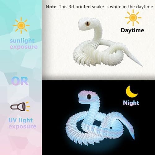 24in 3D Printed Snake Toys, Flexible 3D Printed Animal, Fidget ADHD Snake Toys, Perfect Desk Pet for Animal Collectors, Easter Basket Essentials, Easter Basket Stuffers thumbnail 4