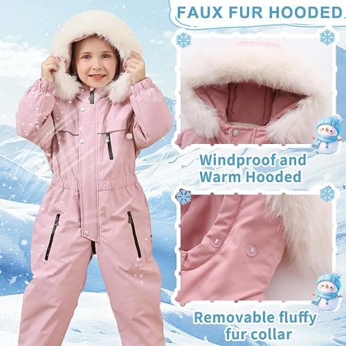 AiWMGL Toddler Snowsuit 2T 3T 4T 5T Baby Boy Girl Winter Snow Ski Suit Clothes Hooded Jumpsuit Romper Coat Outwear thumbnail 4