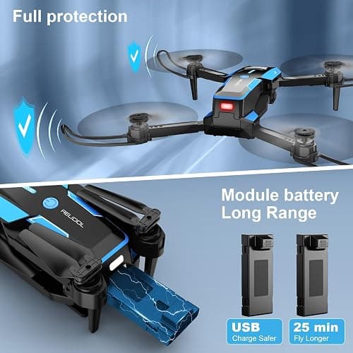 Drone with 1080P Camera - Foldable Remote Control Quadcopter with Voice Gesture Control, 3D Flip, One Key Start, Emergency Stop, 2 Batteries, Easier to use, Toy for Kids Adult Beginners thumbnail 6