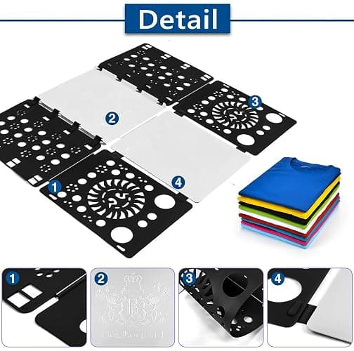 BoxLegend Version 3 Shirt Folding Board T Shirt Clothes Folder Durable Plastic Laundry Folders Folding Boards Helper Tool for Adults and Children (Black&White) thumbnail 6