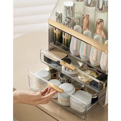 Omeily Large Makeup Organizer Countertop Vanity Organizer Cosmetic Organizer Makeup Storage Box Bathroom Counter Organizer Perfume Skincare Organizers Gift Women Girls Clear Design Easy Visibility thumbnail 7