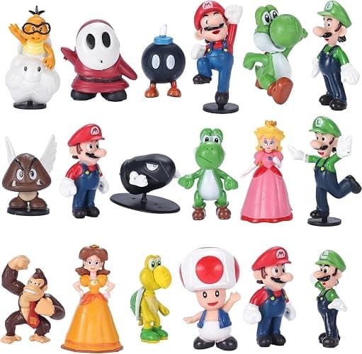 BLUE BARE Mario & Luigi Figurines Toy Cake Toppers, Birthday Party Decoration Set Mystery Box Room and Office Decor Collection (18-Pack) - Image 1