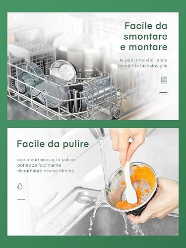 Juilist Centrifuga Frutta e Verdura 600W, Estrattore Frutta e Verdura Facile da Pulire, 65 MM Bocca Larga, Acciaio Inox, 2 Velocità, Spazzola & Ricetta thumbnail 5