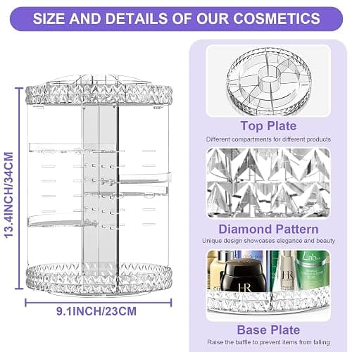 TiKenSo 360 Rotating Makeup Organizer, Cosmetics Organizer Makeup Spinning Organizer Clear 6 Adjustable Layers Large Capacity Acrylic Skincare Organizers for Bathroom or Bedroom Dresser thumbnail 3