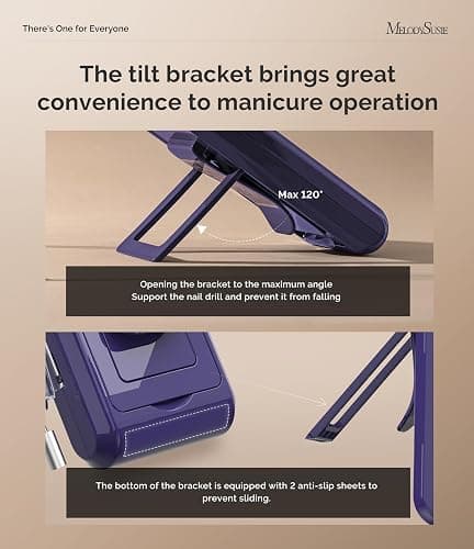 MelodySusie Professional Clip-On Rechargeable Nail Drill with Adjustable Built-in Stand and Premium Motor, MB420G 40000RPM E-File with Max Speed for All Manicure Shaping & Gel Removal for Salon Use thumbnail 5