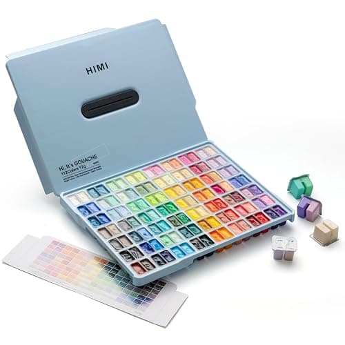HIMI Twin Cup Jelly Gouache Paint Set, 112 Colors 12g, Jelly Cup Design, Gouache Paint Non Toxic for Canvas and Paper, Art Supplies for Professionals and Beginner (Ice Blue) thumbnail 6