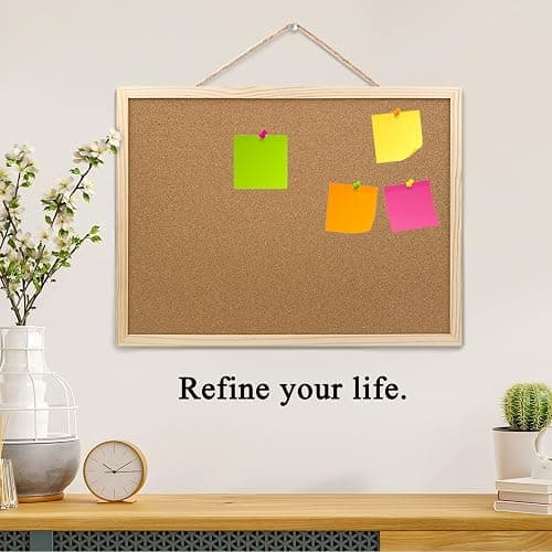2 Pack Cork Board Bulletin Board, 15.7"X 11.81" inches with Oak Wood Finish Frame, for Wall Office Home and School (Pins, Eye Bolts, gaskets, Screws) thumbnail 5