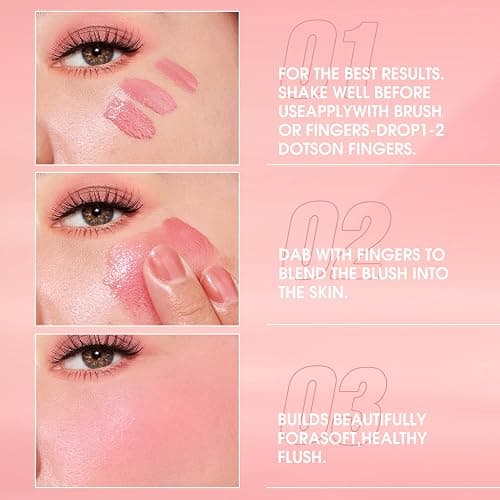 Beauty Searcher Gel per guance, crema di fard liquido, sensazione di leggerezza e traspirabilità, lunga durata, a prova di sbavature, aspetto naturale, trucco di fard per la pelle (#103 DEVOTED) thumbnail 6