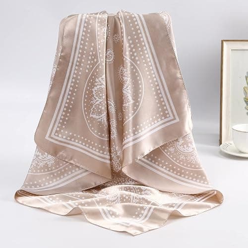 AWAYTR 35” Satin Large Square Head Scarves - 4PCS Silk Like Neck Scarf Hair Sleeping Wraps Satin Silk Scarfs for Women thumbnail 5