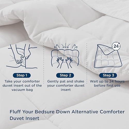Bedsure Comforter Duvet Insert - Quilted Comforters King Size, All Season Duvet, GentleSoft Down Alternative Bedding, with 8 Tabs, Gifts for Women/Men, Grey, King 90 x 102 Inches thumbnail 9
