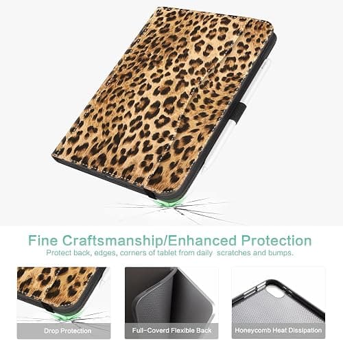 Lokigo for iPad A16 11th Gen Case, iPad 10th Generation Case, Brown Leopard | for iPad 11"/10.9" Case 2025/2022, Folio Stand Cover with Pencil Holder, Hand Strap & Pocket, Touch ID, Auto Wake/Sleep thumbnail 3