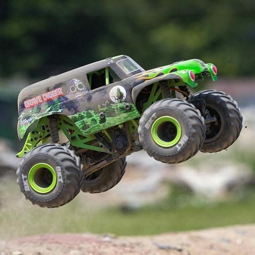 Losi 1/18 Mini LMT Grave Digger 2S 4X4 RTR Brushed Monster Truck Battery & Charger Included Green LOS01026T1 thumbnail 2