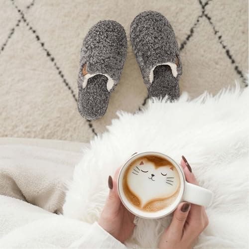 EverFoams Women's Fuzzy Slip-on Slippers Warm Cozy Soft Lightweight Memory Foam Indoor House Shoes thumbnail 8
