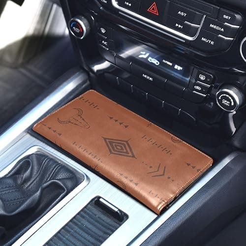 linqin Car Registration and Insurance Card Holder, Western Bull Boho Glove Box Organizer Card Document Wallet thumbnail 6