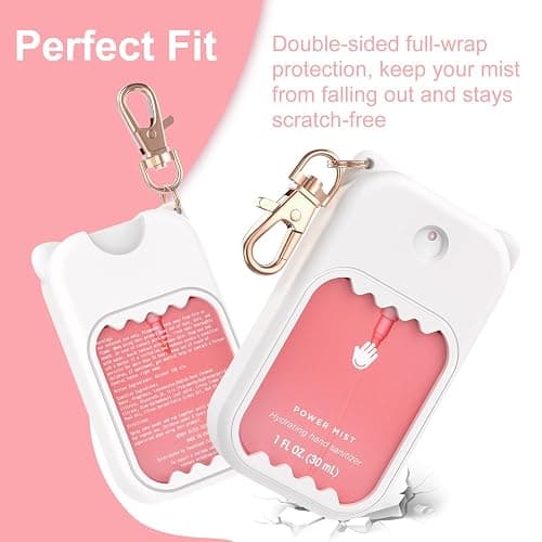 taessv Hand Sanitizer Spray Case for Touchland Silicone Touchland Case Keychain Cute Hand Sanitizer Spray Holder Compatible with Touchland Power Mist Gentle Mist Glow Mist, White thumbnail 5
