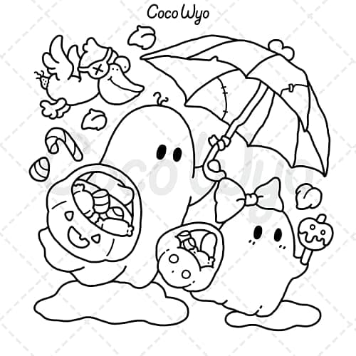 Spooky Cutie: Vol. 2 Coloring Book for Adults and Teens Featuring Lovely Creepy Creatures in Cozy Moments for Relaxation thumbnail 7
