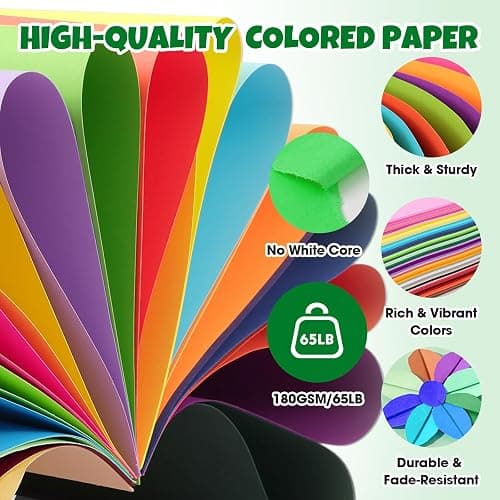 TUXIYA 300 Sheets 5" X 7" Colored Cardstock, 50 Assorted Colors Construction Paper Card Stock Printer Paper for Printing, Card Making, DIY Crafts,School Supplies,Party Decorations (180GSM/65LB) thumbnail 3