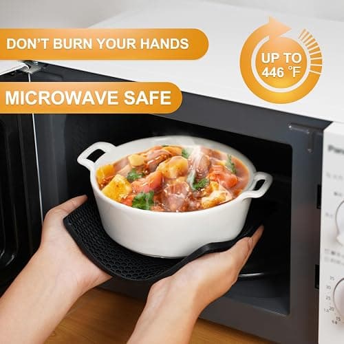 Yunlihua Silicone Trivet Mats, 4 Pack Hot Pads Pot Holders for Kitchen, Heat Resistant Non-Slip Trivets for Hot Dishes, Hot Pots and Pans, Countertop, Table, Food Grade Silicone & BPA Free, Black thumbnail 5