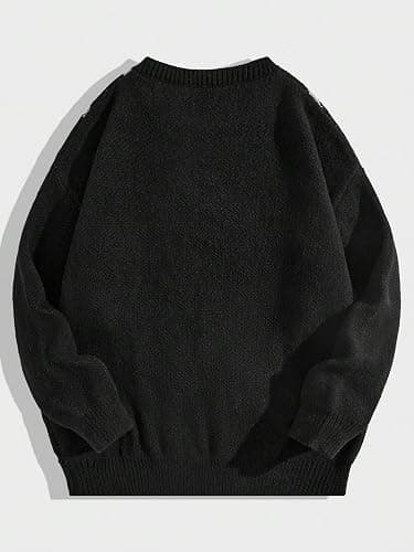 SHENHE Men's Crew Neck Graphic Sweater Long Sleeve Gothic Loose Sweater Pullover Top thumbnail 2