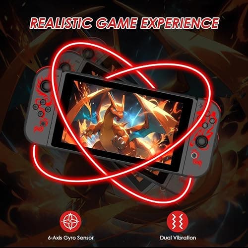 Kipylca Nintendo Switch Controller, Replacement for Switch Joycon, Switch Wireless Controllers with 6-Axis Gyro,Wake-up, Vibration, Screenshot, Red Dragon thumbnail 2