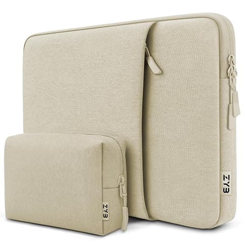 ZYB 14 Zoll Laptoptasche Laptophülle,Laptop Hülle 14 Zoll Tasche für 2023 2024 2025 MacBook Air 15 M4 M3 M2,14 Zoll Notebook Lenovo Thinkpad Ideapad Chromebook HP Acer Dell,15" Surface,Mac 15-Beige - Image 1