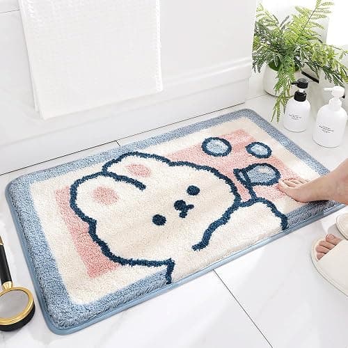 Molesun Rabbit Bathroom Mat, Extra Soft and Absorbent Cute Bath Rugs, Machine Wash Dry, Animal Non-Slip Carpet Mat for Tub, Shower, and Bath Room, 16" x 24" thumbnail 2