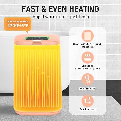 EYDMTE Towel Warmer for Bathroom, 23L Large Capacity, Creamy Orange | Towel Heater with LED Display, 3 Heating Modes, 20/40/60 Min, Auto Shut Off, Child Lock, Fits 2 Oversized Towels for Family thumbnail 3