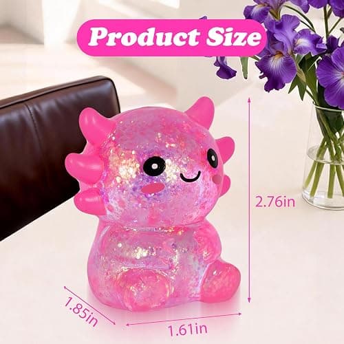 Axolotl Squishy Stress Ball, Soft TPR Slow Rising Squeeze Toy, Cute Axolotl Fidget Toy for Stress Relief, Anxiety Calming Sensory Toy for Kids Adults(Pink Seated Axolotl) thumbnail 2