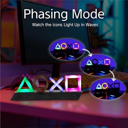 Paladone Playstation Controller Icons Light with 3 Light Modes - Sound Reactive, Dynamic Phasing, and Standard Mode - Gaming Desk Accessories and Game Room Decor thumbnail 6