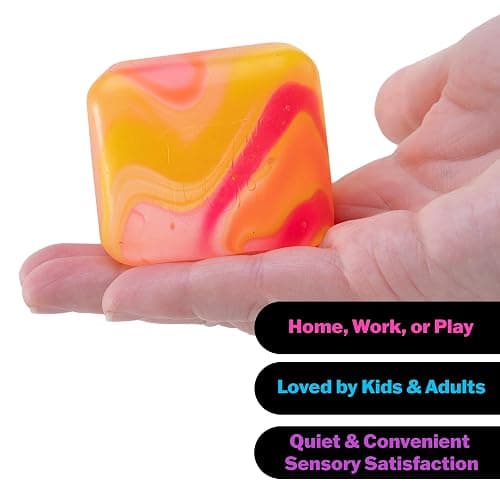Schylling NeeDoh Nice Cube Swirl - Sensory Toy with a Super Solid Squish - Unique, Swirling Color Blend - Ages 3 and Up - Orange; One Cube Per Pack thumbnail 4