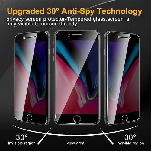 Nixinioo 3 Pack Privacy Screen Protector for iPhone 8 Plus/7 Plus, Anti Spy Tempered Glass 9H Hardness, Black Protector Anti Spy, Bubble Free, Anti-Scratch thumbnail 7