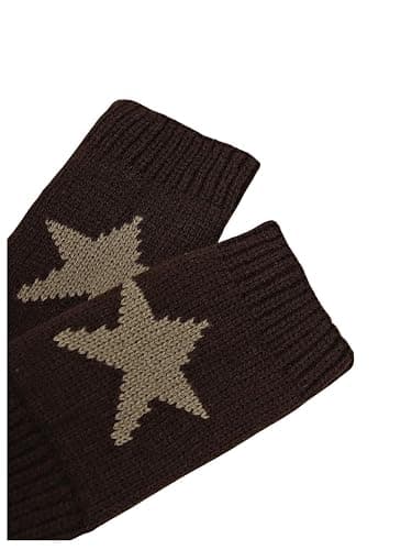 SHENHE Women's Star Pattern Fingerless Thumb Hole Knitted Wrist Length Mitten Gloves thumbnail 3