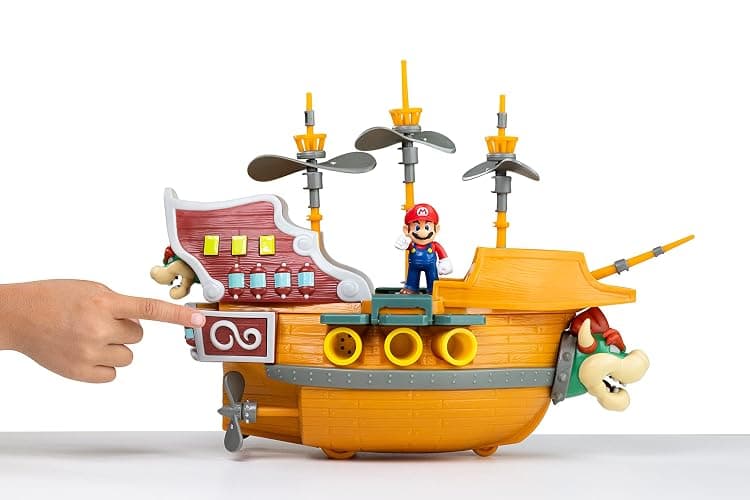 Super Mario Deluxe Bowser's Air Ship Playset with Mario Action Figure – Authentic in-Game Sounds & Spinning Propellers thumbnail 3