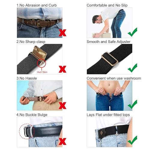 XZQTIVE Women/Men Buckle-Free Elastic Belt for Jeans, Ladies Invisible Belt Fits Waist 24-48 inches thumbnail 6
