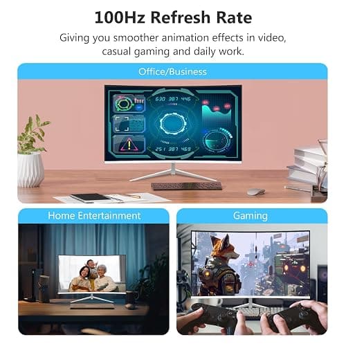Z-Edge 27 Inch Curved Monitor 100Hz Full HD Office Monitor 1080P VA Panel 1500R, 99% sRGB, 250 cd/m², HDR10, FreeSync, Ultra-Thin Bezel, HDMI & DisplayPort, VESA Mountable, White thumbnail 2