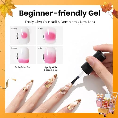 Beetles Blooming Gel 15ml Clear Uv Led Blossom Halloween Nails Gel Polish for Spreading Effect Marble Natural Stone Watercolor Floral Print Soak off Diy Nail Art Design Manicure Gift for Women thumbnail 4