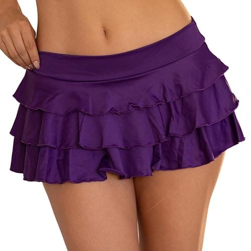 Pin Up Doll Women’s Pleated Mini Skirt, Low Rise Micro Style Skirts, Ruffled Dance Skirt, Available in Plaid & Solid Colors - Image 1