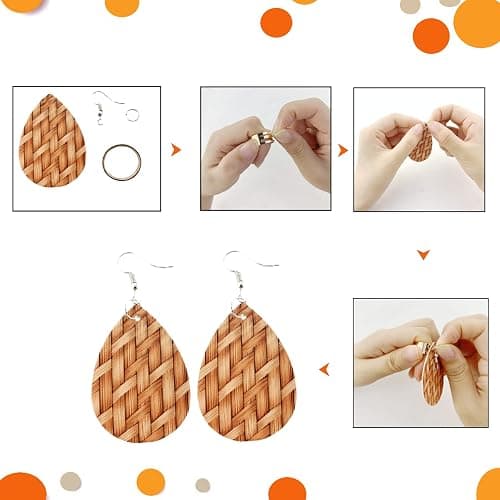 AOUXSEEM 401 Pcs Faux Leather Earrings Making Kit, Contains 120 Pcs Random Double Sided Teardrop Precut Earrings Pieces Hooks Jump Rings Opener Display Cards Self-Adhesive Bags thumbnail 6