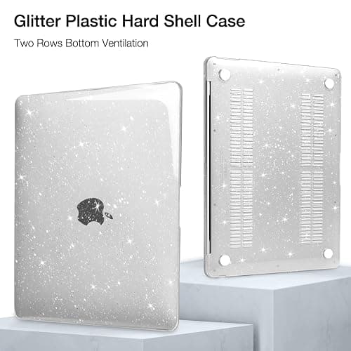 MOSISO Compatible with MacBook Air 13 inch Case 2025 2024 2023 2022 M4 A3240 M3 A3113 M2 A2681, Sparkly Glitter Hard Shell&Keyboard Cover&Screen Film&Pouch for MacBook Air 13.6 inch Case, Transparent thumbnail 5