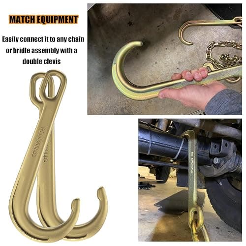 AODESTINY 2PCS 15" Heavy Duty J Hooks for Towing, Yellow Zinc Plated Tow J Hook Grade 70 Clevis J Hook for Transport Chain, 5400LBS Capacity Heavy Load thumbnail 6