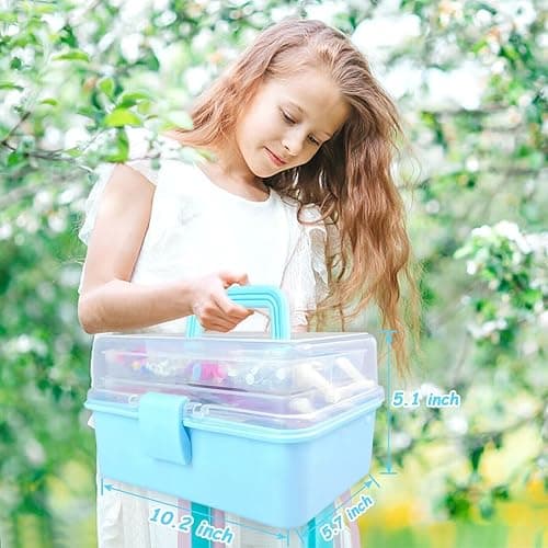 3000 Arts and Crafts Supplies for Kids Craft Kit All in 3 Layered Craft Box with Pipe Cleaners Crafts for Kids Age 4-6, 6-8, 8-12 DIY School Supplies Materials Set Toys Gifts for Girls Boys, Blue thumbnail 6