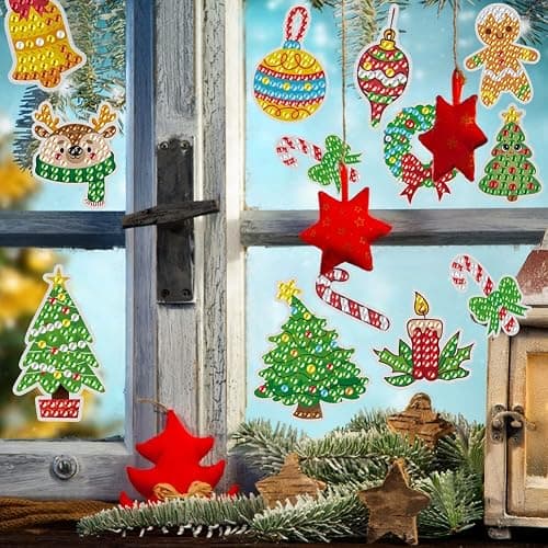 Labeol Diamond Art Kits for Kids Boys and Girls Ages 6-8-10-12 Easy to DIY Creative Diamond Art Sticker Craft by Numbers Kits for Kids and Adult Beginners (Christmas) thumbnail 3