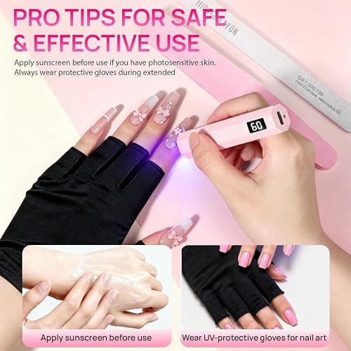 Krofaue Handheld UV Nail Lamp, 180mAh Rechargeable, 20/60s Timer, LCD | Mini portable, 3W fast curing, 180mAh battery, 40 mins cordless use, 20s/60s timers, for gel polish, home DIY, salon, travel thumbnail 8