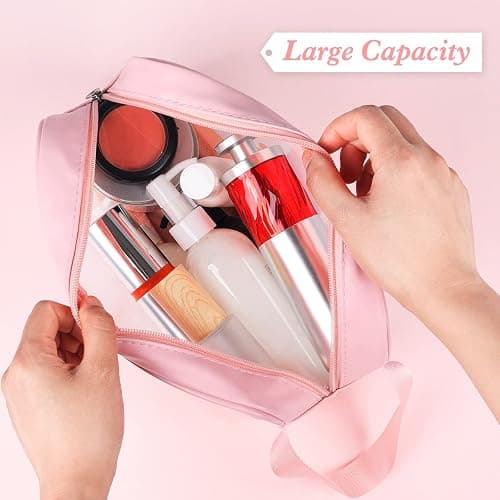 YuanCheng Upgrade Travel Toiletry Bags for Women, Pack-4 Different Size Make Up Bags with Handle, Large Capacity Translucent Waterproof Travel Cosmetic Bags (Comestic Bag-Pink) thumbnail 5