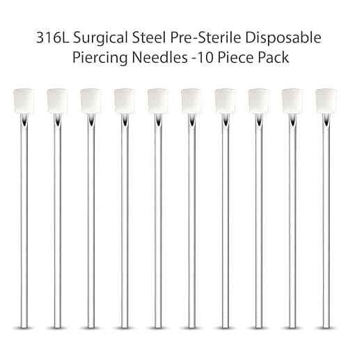 BodyJ4You 10PC Piercing Needles 18G - Sterile Disposable Sharp Surgical Stainless Steel - Nose Septum Ear Tragus Helix Labret Nipple Lip Navel thumbnail 4
