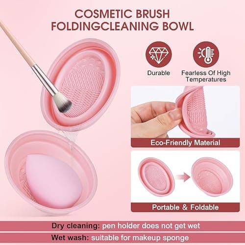 112Pcs Pink Makeup Brushes Set Professional Makeup Kit, Foundation Makeup Brush Kit Eye and Face Make up Brushes & Tools, Multi-functional Beginner Makeup Tool Set with Case Facial Makeup Accessories thumbnail 8