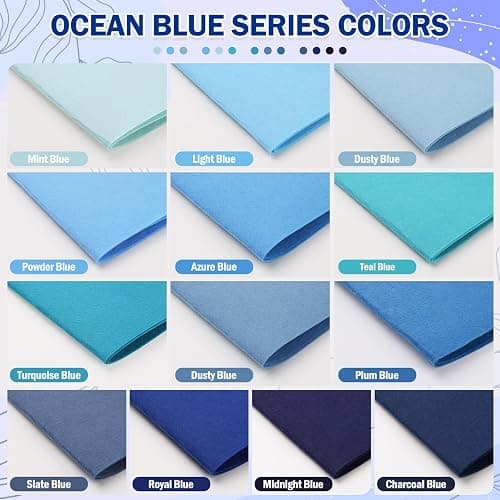 MITINU 13 Pcs 8"x35" Large Stiff Felt Fabric Sheets, 1.2mm Thick Nonwoven Felt for DIY Crafts, Patchwork, Sewing & Home Decoration Projects (Blue Themed Colorful Series) thumbnail 2