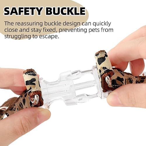 Mile High Life Leopard Dog Harness Collar Leash Set, Adjustable No Pull Dog Halter Harness for Small Breed Dogs, Easy Control for Training Walking (Brown, S Chest 11"-18", Neck 10"-14") thumbnail 6